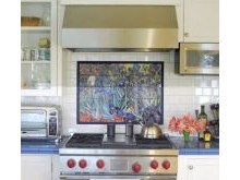 Iris Garden transferred onto ceramic tiles for a kitchen backsplash