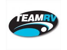 This 2-Color Logo Concept for Team RV has a Simple, Bold Shape with a Stylized RV on a Curved Road to Portray Abstract Motion & Movement.